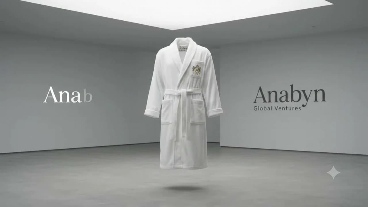 Embroidered crest logo on a bathrobe breast pocket