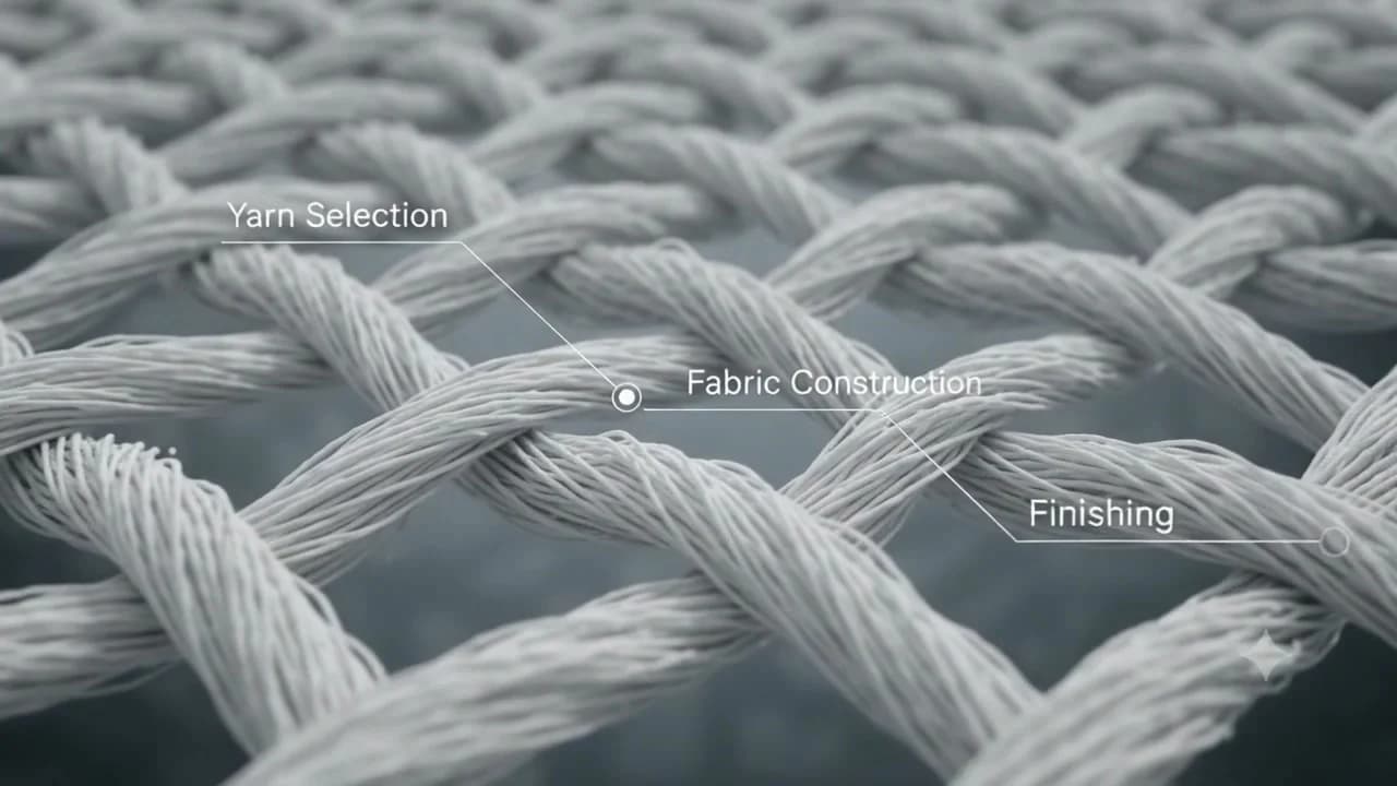 Close-up of yarn selection and fabric construction