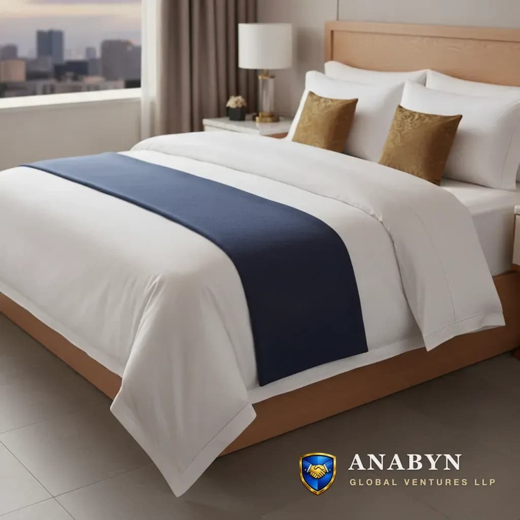 Luxury bedding arrangement in premium hotel suite
