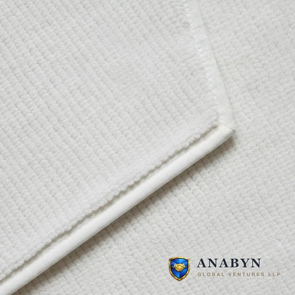 Close-up of cotton terry bath mat pile